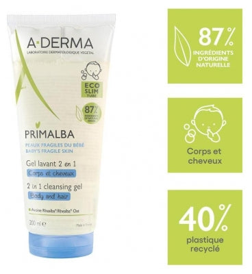 A-DERMA PRIMALBA gel lavant bébé corp/cheveux 200ML