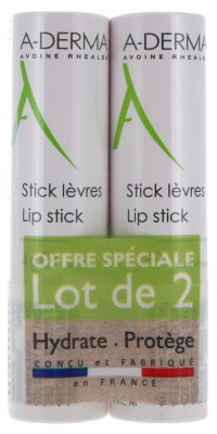 A-DERMA stick lèvres tube 4G lot de 2