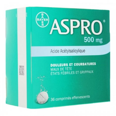 ASPRO 500 Comprimés effervescents Boite 36